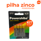 Pilha Zinco Carvão Aaa 4 Unidades Powershiba
