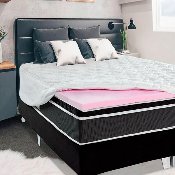 Pillow Top Espuma Soft D40 Com Capa Percal Zíper Queen Size B