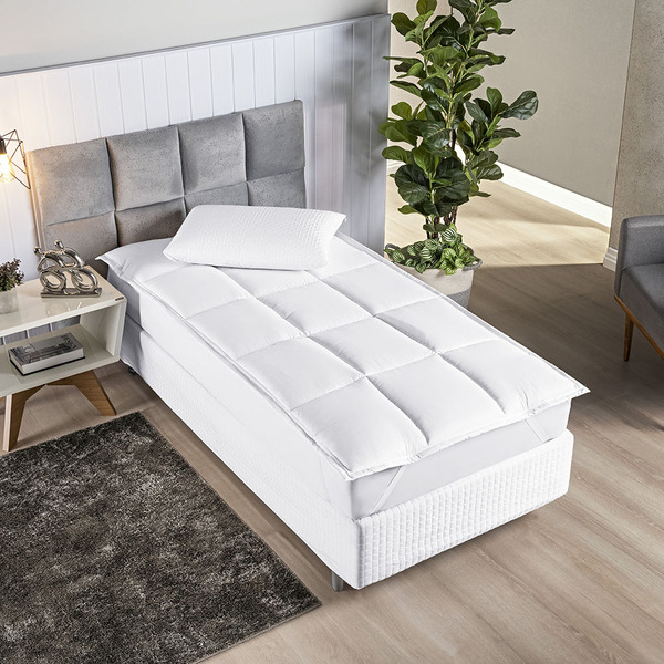 Pillow Top Para Sobrepor Colchão Solteiro Manta Siliconada -