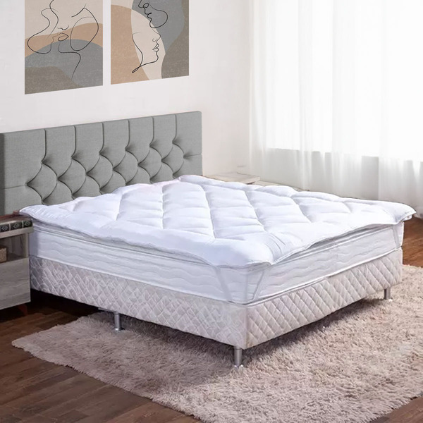 Pillow Top Protetor De Colchao Percal 400 Fios Macio King
