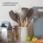 Pincel De Silicone Com Cabo De Madeira - Oikos Cinza U