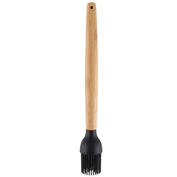 Pincel De Silicone Preto Com Cabo De Bambu Utensílio De Cozin