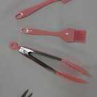 Pincel Espátula Pegador Utensílio Silicone Kit 3 Peças - Rosa