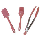 Pincel Espátula Pegador Utensílio Silicone Kit 3 Peças - Rosa
