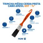 Pincel para Esmalte 3/4" 19mm 697 Tigre Laranja com Cerdas Pretas