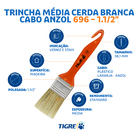 Pincel para Stain e Verniz 1 1/2" 38,1mm 696 Tigre Laranja com Cerdas Brancas