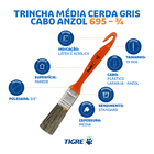 Pincel para Tinta Acrílica e Látex 3/4" 19mm 695 Tigre Laranja com Cerdas Grisalhas