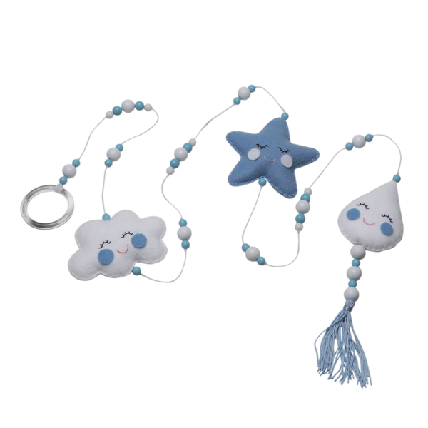 Pingente De Cortina Chuva De Amor Azul Quarto Bebê Infantil