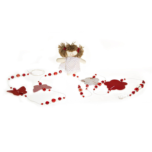 Pingente De Cortina Menina Vermelho Quarto Bebê Infantil (par)