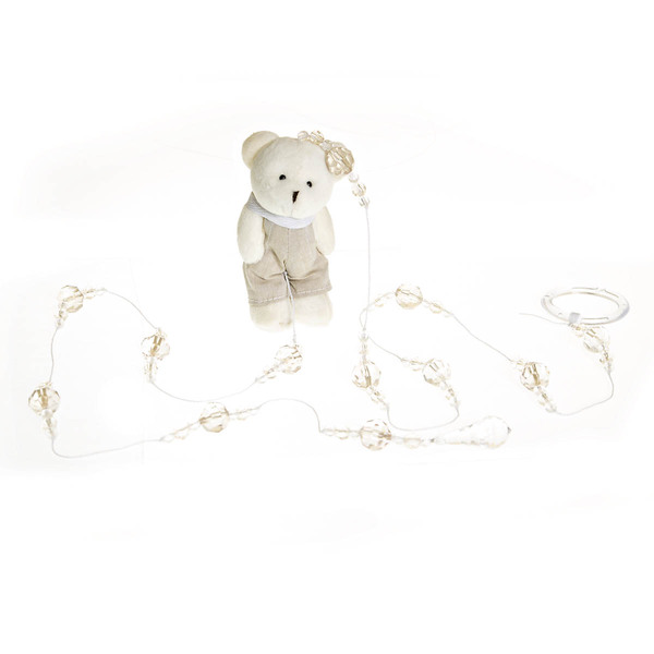 Pingente De Cortina Urso Com Roupa Bege Quarto Bebê Infantil