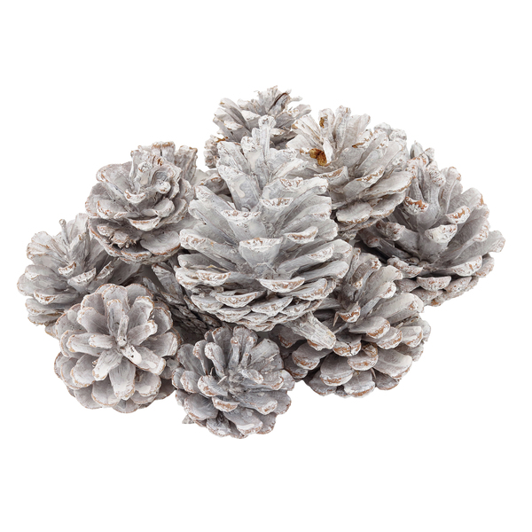 Pinhas Decorativas Fibra Natural Branco e Marrom 8cm Cromus