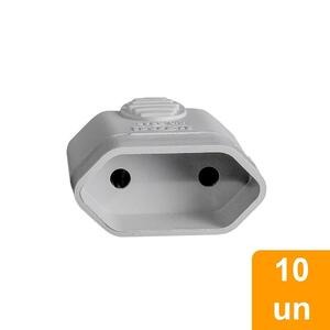 Foto de Pino Plug Fêmea Ilumi 2p 10a Cinza Embalagem Com 10 Unidades