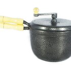 Pipoqueira Alumínio Fundido Craqueada Cabo Madeira N24 - Preto