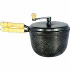 Pipoqueira Alumínio Fundido Craqueada Cabo Madeira N24 - Preto