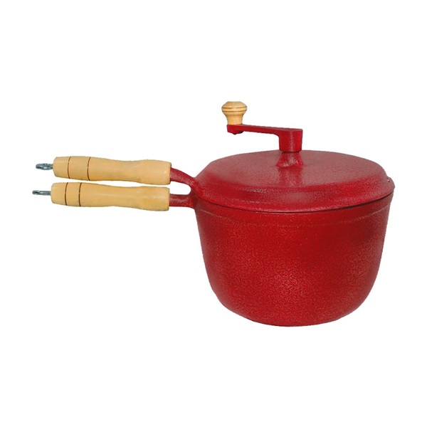 Pipoqueira Alumínio Fundido Craqueada Cabo Madeira Vermelha N