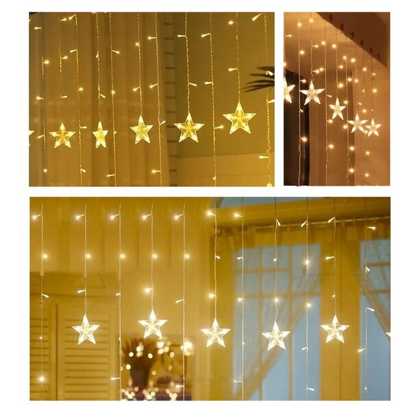 Pisca Cascata 600 Led Estrela Luz Amarela 15 Metros 220v