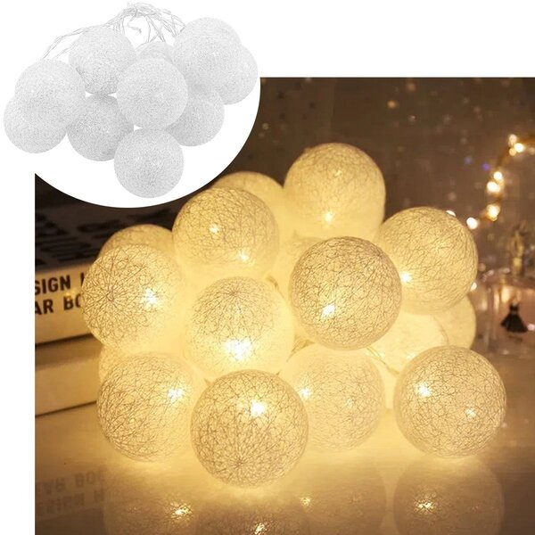 Pisca Cordão 20 Bolinhas Leds Natal Luz Amarelo Pilha 1,80m