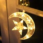 Pisca Pisca Lua Estrelas 138 Led Branco Quente Cortina Cascat