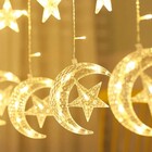 Pisca Pisca Lua Estrelas 138 Led Branco Quente Cortina Cascat