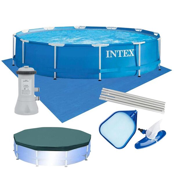 Piscina Estrutural 6.503 Litros Armação Azul + Capa + Filtro