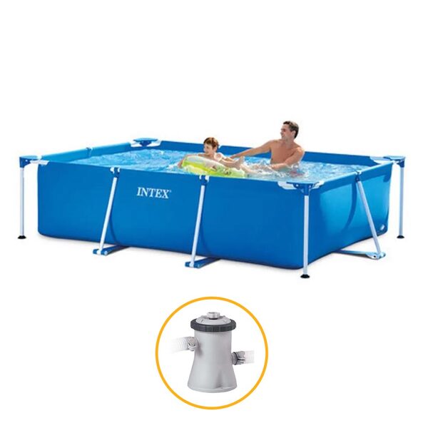 Piscina Estrutural Retangular 3.834 Litros Pvc Armação + Bomb