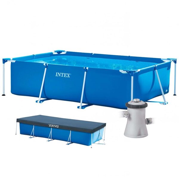 Piscina Estrutural Retangular 3.834 Litros Pvc Armação + Filt