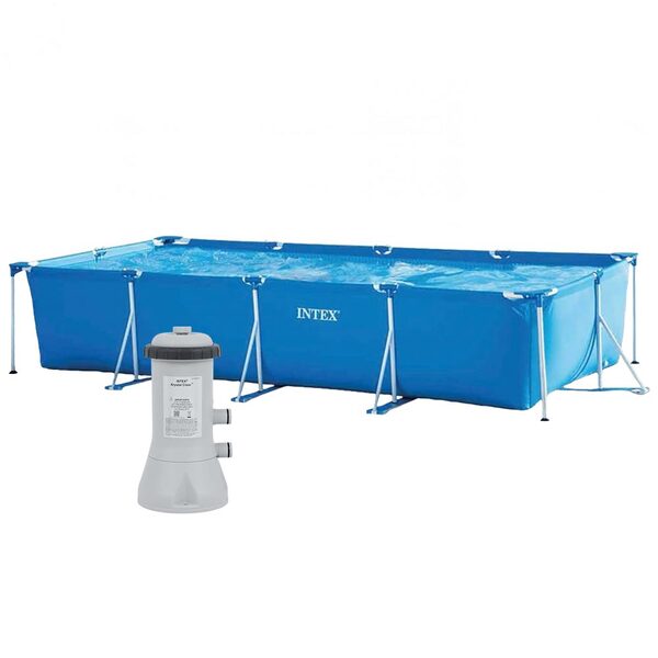Piscina Estrutural Retangular 7.127 Litros Com Filtro Intex 2