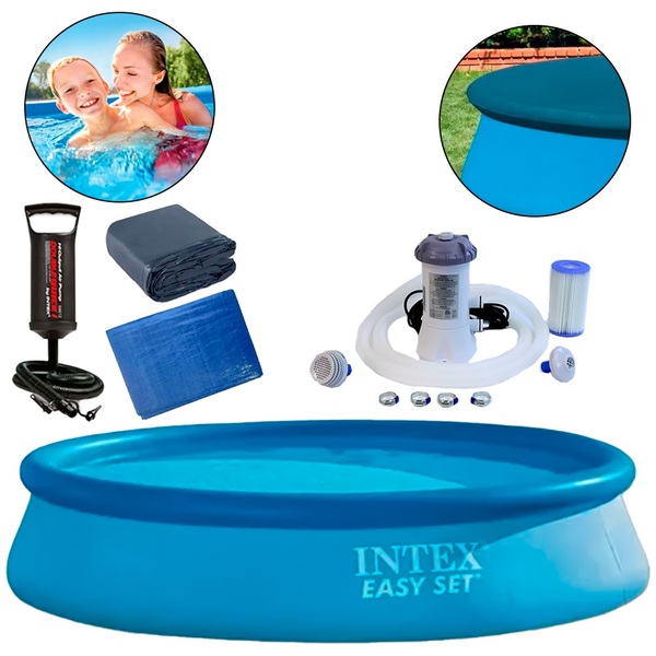 Piscina Inflável 1942l Com Filtro + Lona + Capa + Bomba Intex