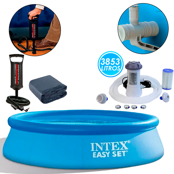 Piscina Inflável 3853 Litros C/ Filtro + Bomba + Capa