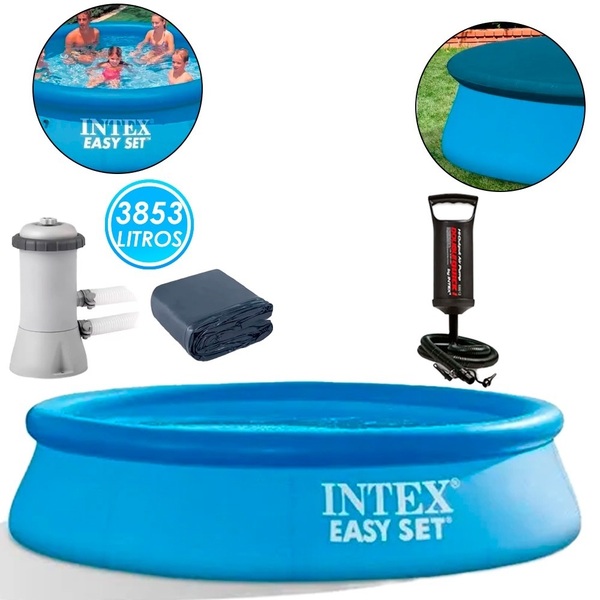 Piscina Inflavel 3853 Litros C/ Filtro +bomba+capa 28120 Kit