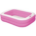 Piscina Inflável Retangular Rosa 302 Litros Pvc VG Plus