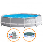 Piscina Intex 4.485 Litros Estrutural Prism Cinza Capa E Bomb