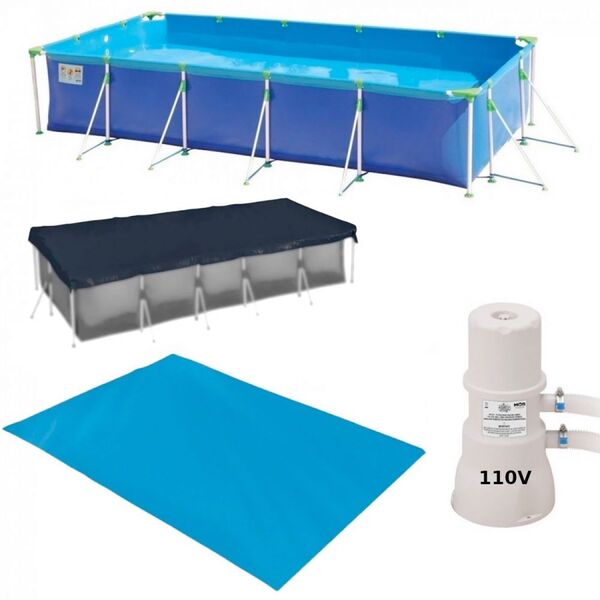 Piscina Premium Retangular Estrutural 10.000 L + Capa + Forro
