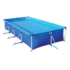 Piscina Retangular Pvc  Monocromático Reforçada Premium Azul 6200L 3,99x2,06x0,75m Material Armação Aço Acabamento Pintura Epoxi Branco com 2 Válvulas Desague para Filtro Mor