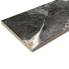 Piso Cerâmico Marmorizado Esmaltado Acetinado Borda Arredondada Bold 7,2X22cm Brick Nero Gabriella