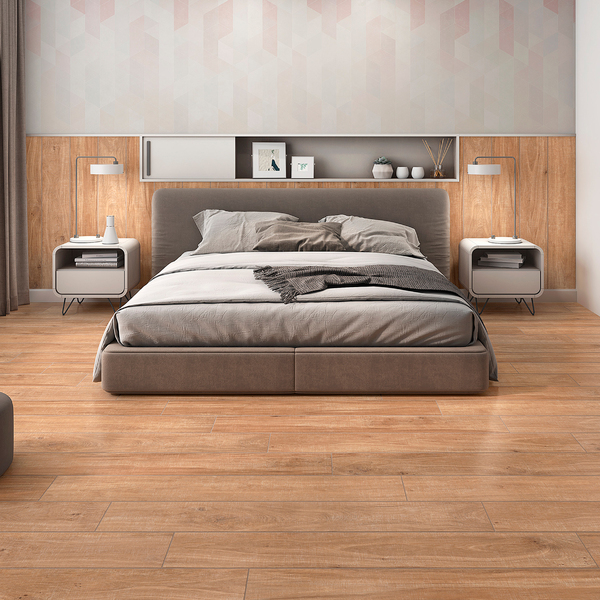 Piso Cerâmico Amadeirado Acetinado Borda Reta Interno 20x120cm