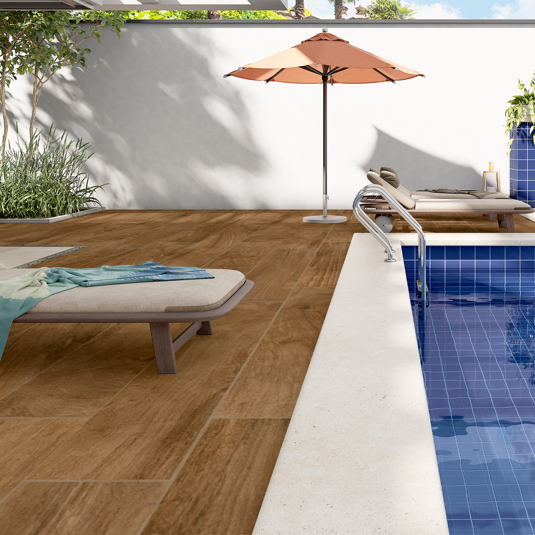 Piso Cerâmico Amadeirado Acetinado Externo Borda Reta 27x110cm