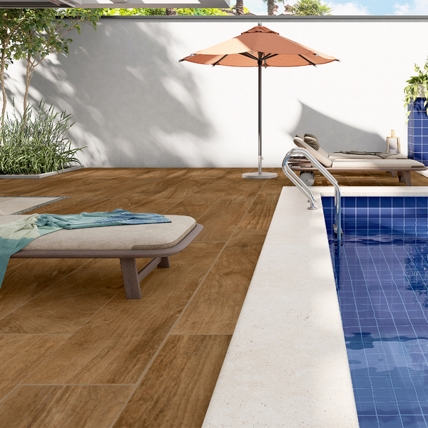 Piso Cerâmico Amadeirado Acetinado Externo Borda Reta 27x110cm