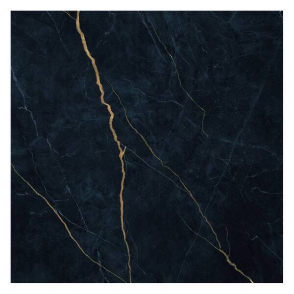 Piso Cerâmico Marmorizado Brilhante Borda Reta Interno 81x81cm Petróleo Grupo Ceral