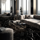 Piso Cerâmico Marmorizado Acetinado Borda Reta Interno 62x120cm Maxi Negro Grupo Ceral