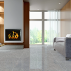 Piso Cerâmico Marmorizado Polido Borda Reta Interno 75x75cm Marmo Gris Lux Embramaco