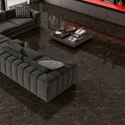 Piso Cerâmico Marmorizado Polido Borda Reta Interno 83x83cm Crater Preto Piso Forte