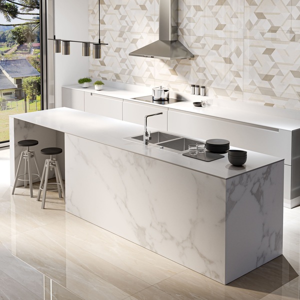 Piso Cerâmico Marmorizado Polido Interno Borda Reta 63x122cm Supra