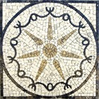 Piso Em Mosaico Romano Estrela E Proteção Em 7 Pontas - 80cm