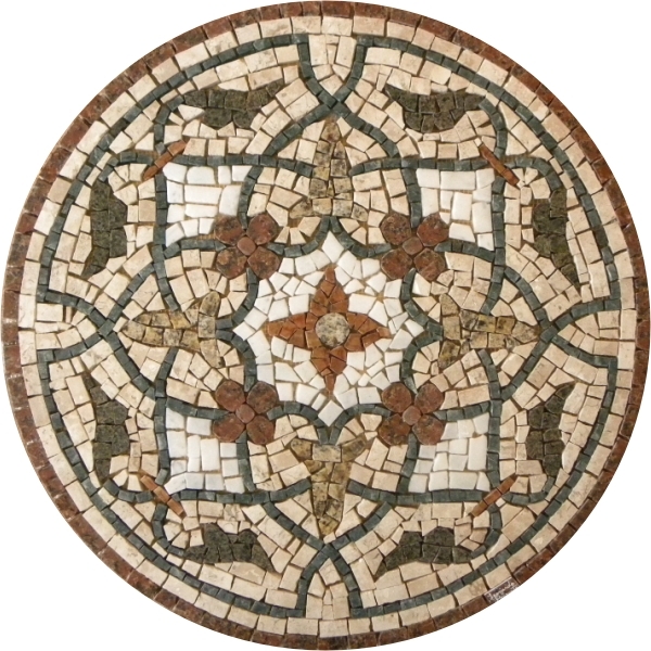 Piso Em Mosaico Romano Floral Renascentista - 80cm