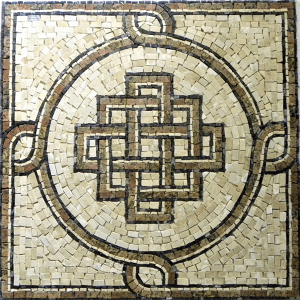 Piso Em Mosaico Romano Nó De Salomão Com Quatro Lados - 100cm