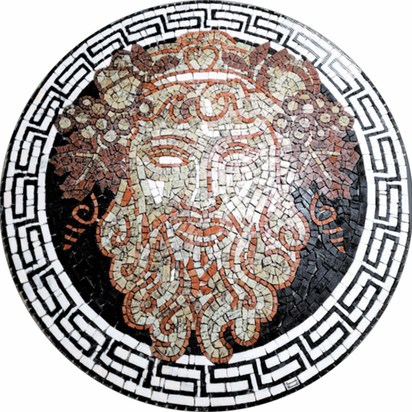 Piso Em Mosaico Romano O Deus Bacco - 120cm