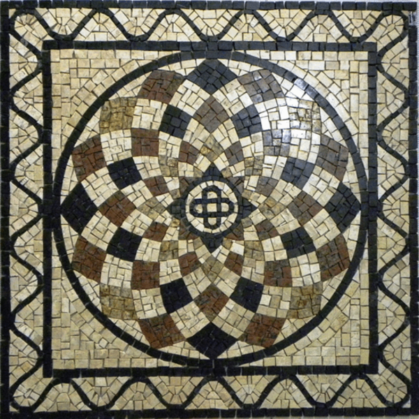 Piso Em Mosaico Romano Semente De Girassol Colorato I - 130cm