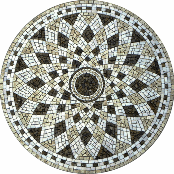 Piso Em Mosaico Romano Semente De Girassol I - 80cm