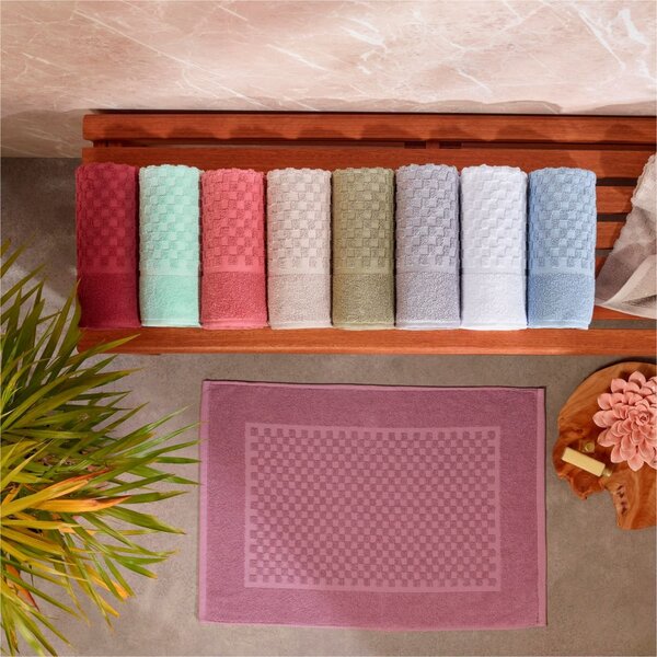 Piso Felpudo Jacquard Dianneli 480g/m² - Quadriculado Damasco